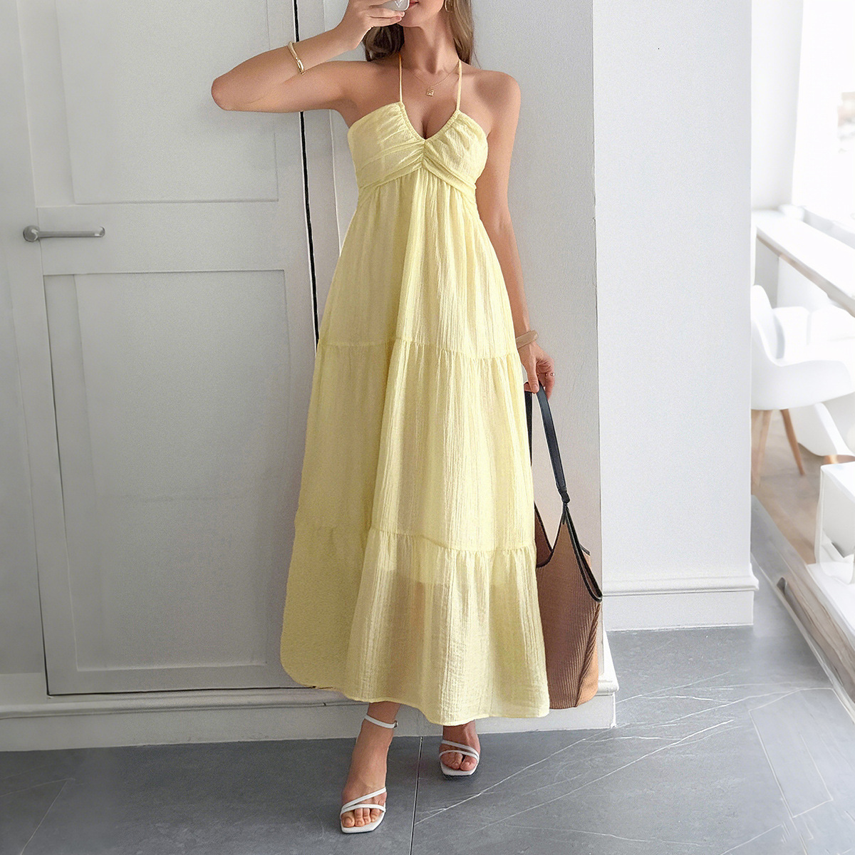 2025 Summer dress new women's dress casual vacation suspender semi transparent dress women's fashion new luxury designer women's dress