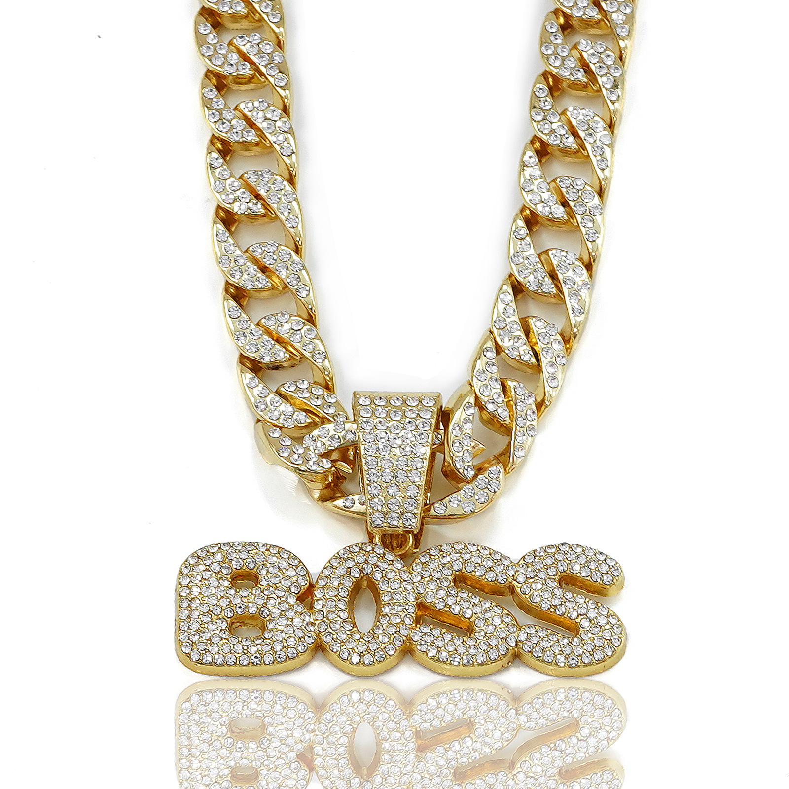Luxury Jewelry Designer Jewelry European And American New Fashion BOSS English Letter Pendant Single Pendant Unisex Personality Hip Hop Full Diamond