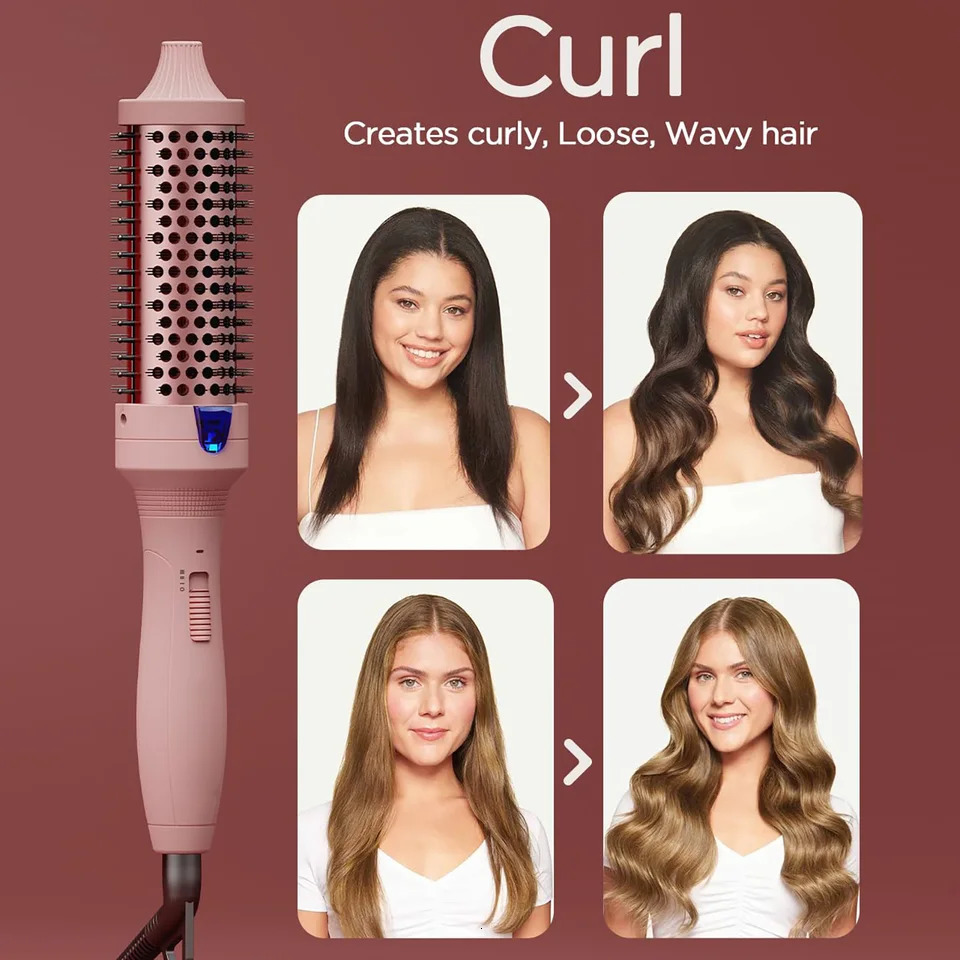Thermal Brush for Blowout Look 1.5 Inch Negative Ion Heated Round Brush Curling Iron for Straightening Curling Styling Travel 250712