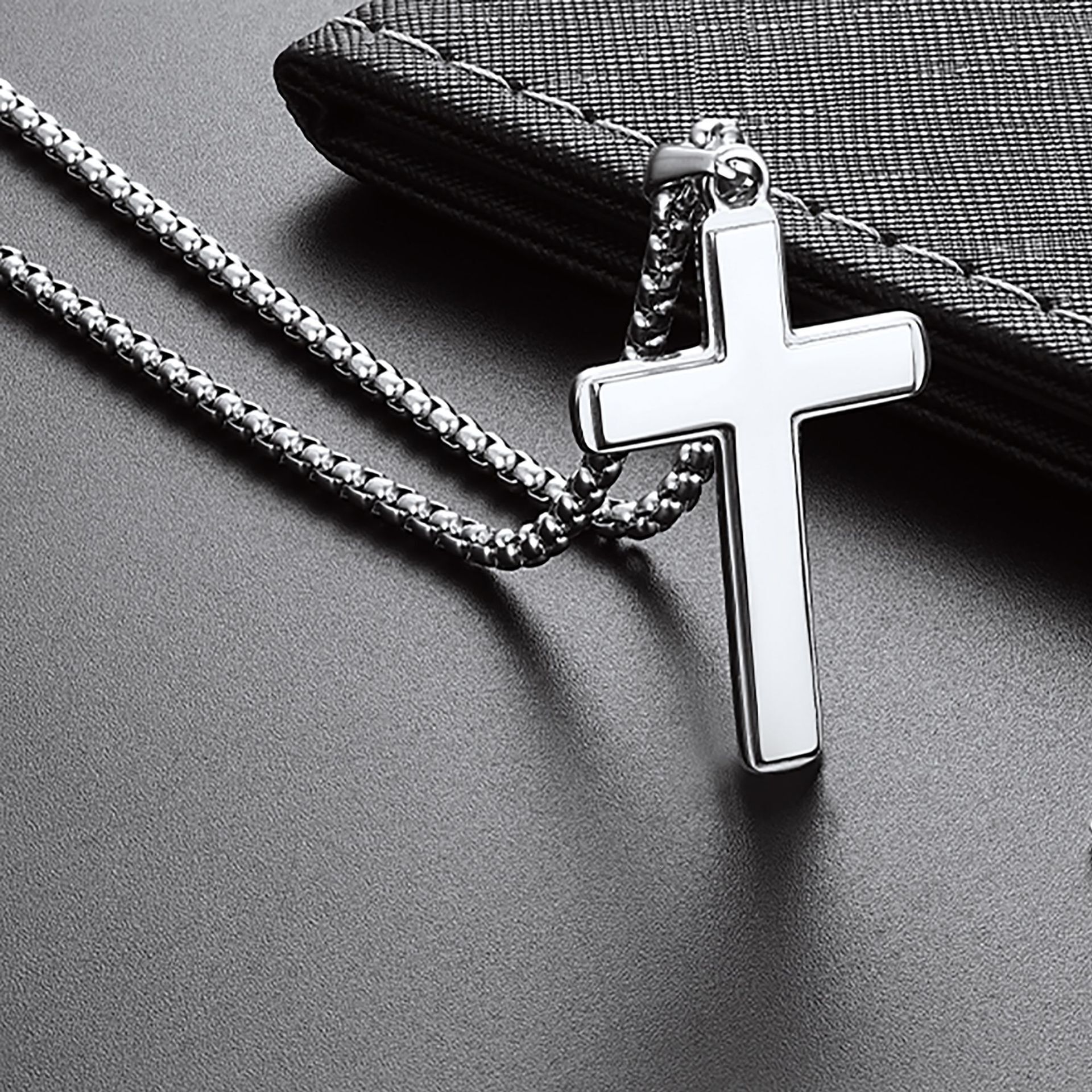 Luxury Jewelry Designer Jewelry Cross-border Amazon New Stainless Steel 'to My Man' Cross Pendant Men's Necklace Father's Day Gift