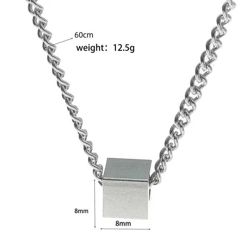 Stainss Steel Necklaces Geetric Square Cube Simplicity Sty Fashion Pendant Chain Necklace for Men Wen Jewelry Party W250712
