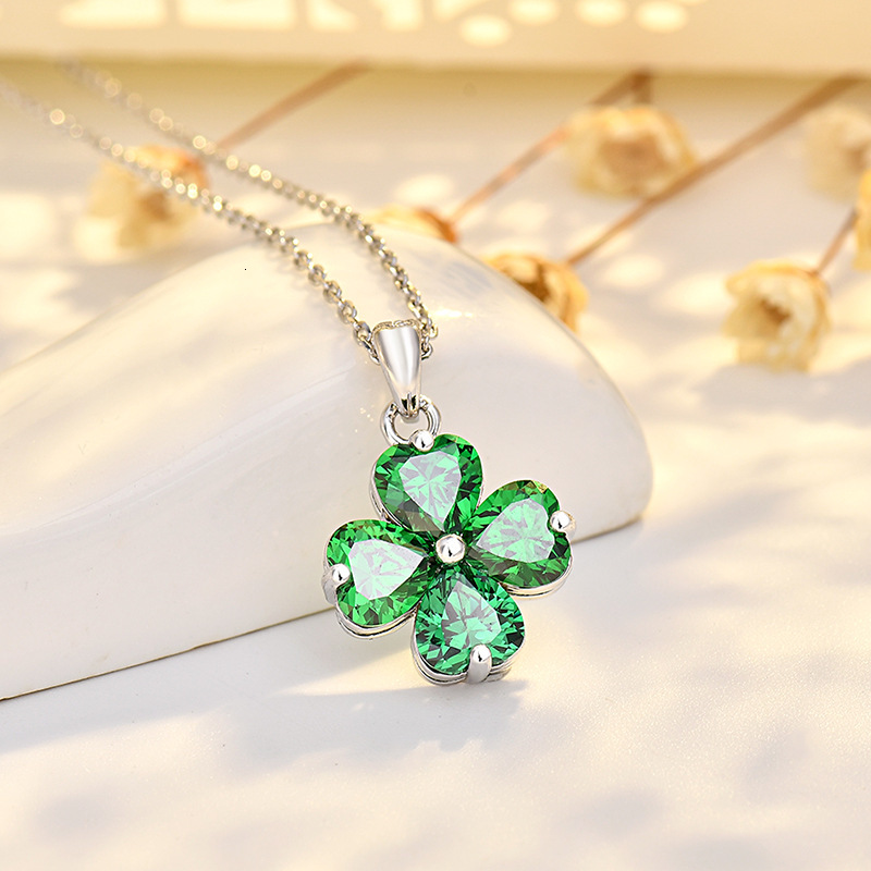 Luxury Jewelry Designer Jewelry Cross-border Amazon Hot-selling Twelve Constellations Four-leaf Clover Necklace Inlaid With Colorful Pendant High-end