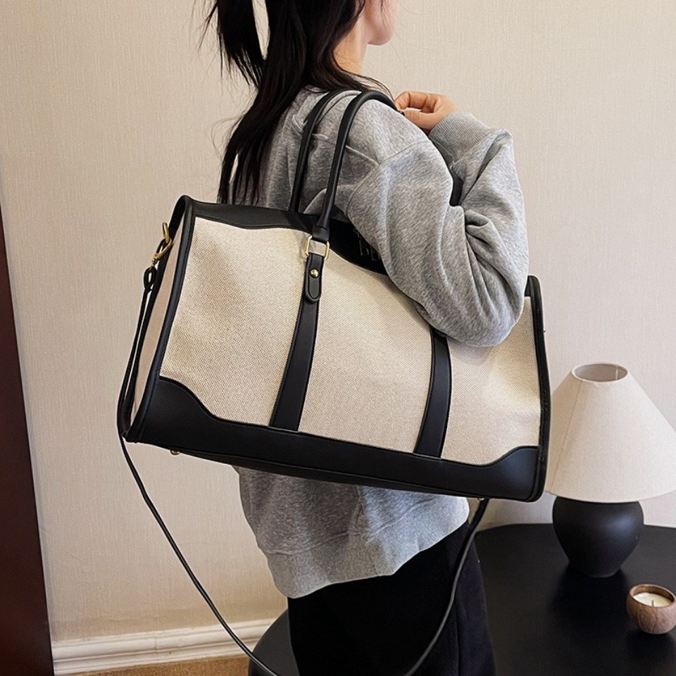 Women Travel Storage Hand bag Vintage Fitness Luggage Shoulder Crossbody Bags For Women Large Nylon PU Leather Bag 2025 Handbags