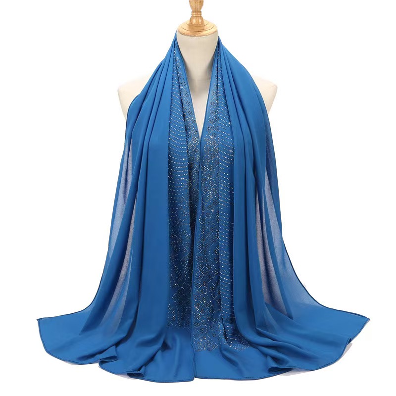 T1203 hot diamond pearl chiffon ladies headscarf scarf