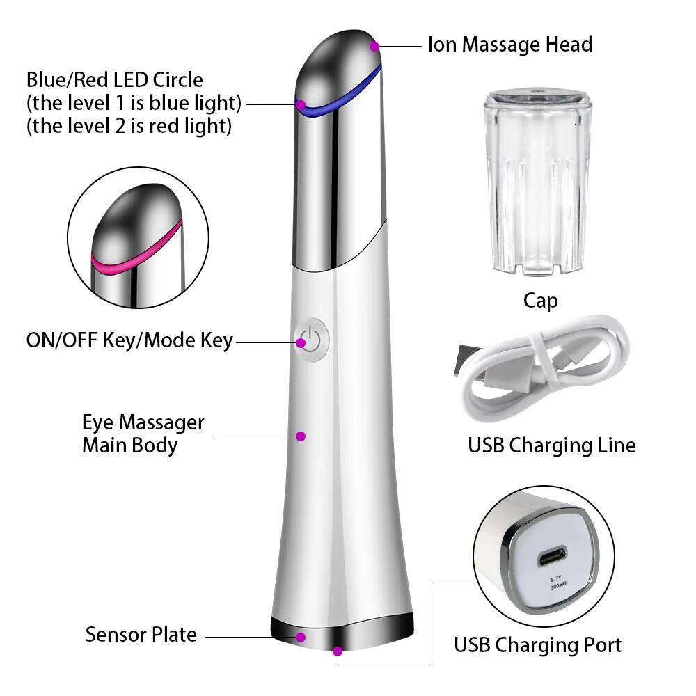 Anti Ageing Wrinkle Dark Circles Bag Thin Face Device USB Portable Care Pen Mini Electric Eye Massager Vibrator Roller
