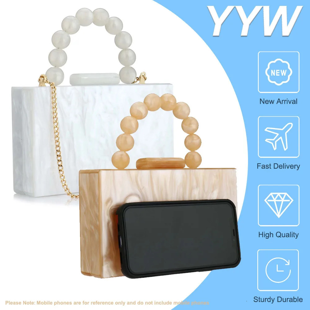 Lady Handbag Acrylic Pearl Banquet Bag Shopping Wedding Beach Evening Party Fashion Square Hand Bags PVC Women Purse 250708