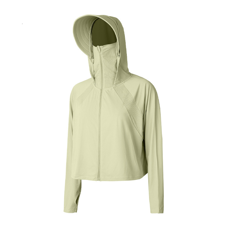 Summer Hooded Nylon Ice Silk UV Long Sleeve Jacket Outdoor Cycling Sports Sun Protection Clothing for Women