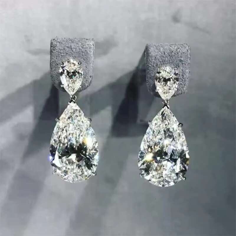 Simple and Elegant Earrings for Women Crystal Teardrop Cubic Zirconia Luxury Bride Trendy Jewelry Wedding Drop Earrings