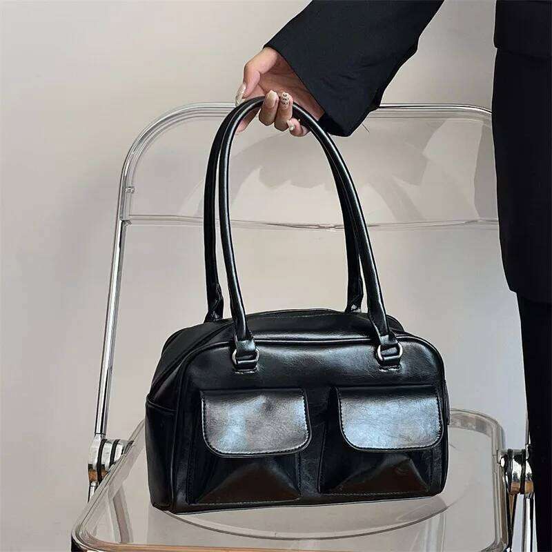 Brand Women's Shoulder Bag PU Leather Retro Zipper Fashionable Designer Handbag Casual Underarm Large Wallet Women Bag