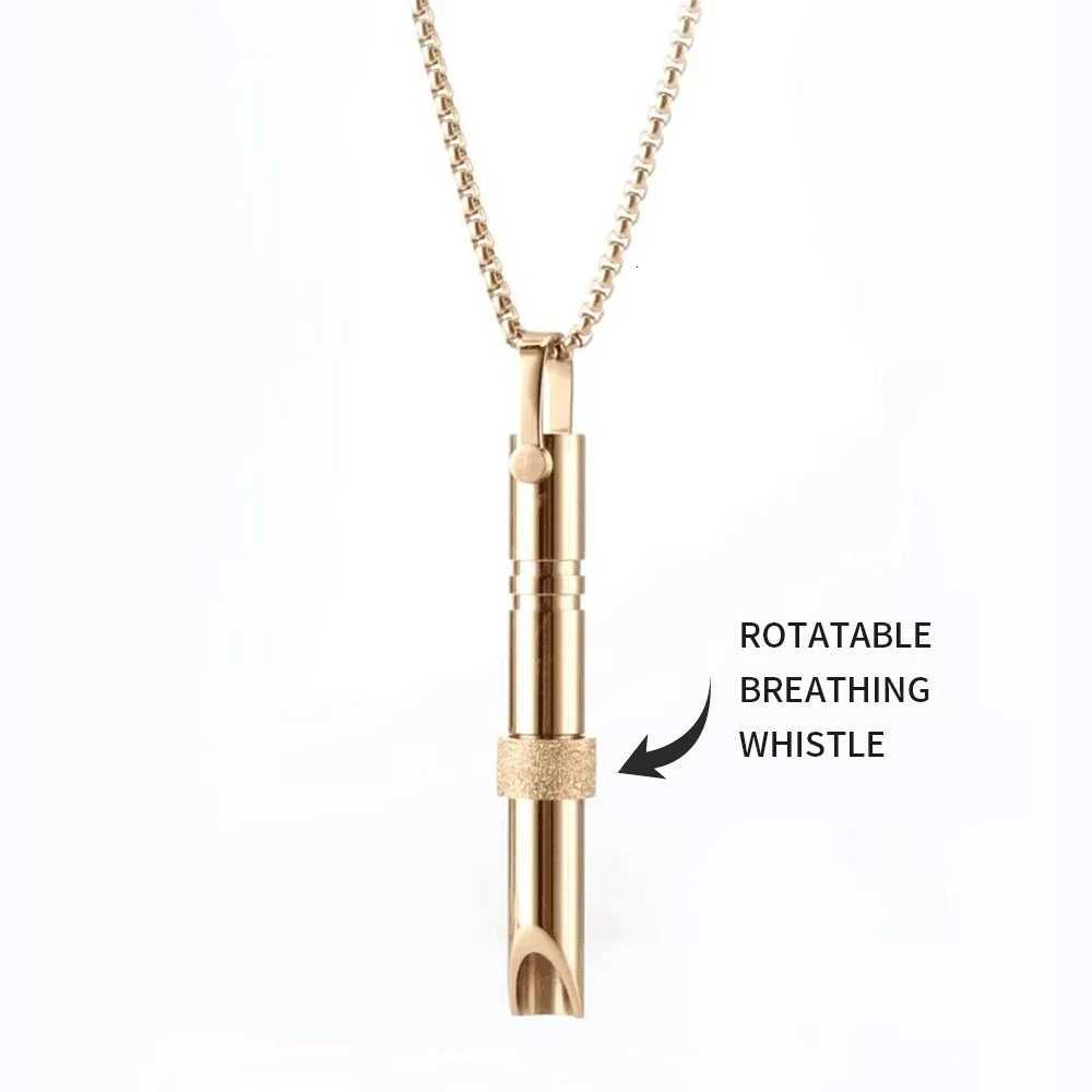 Turning Beads Meditation Mindfulness Pendant Regulating Breathing Whistle Titanium Steel Square Pearl Necklace with Accessories W250712