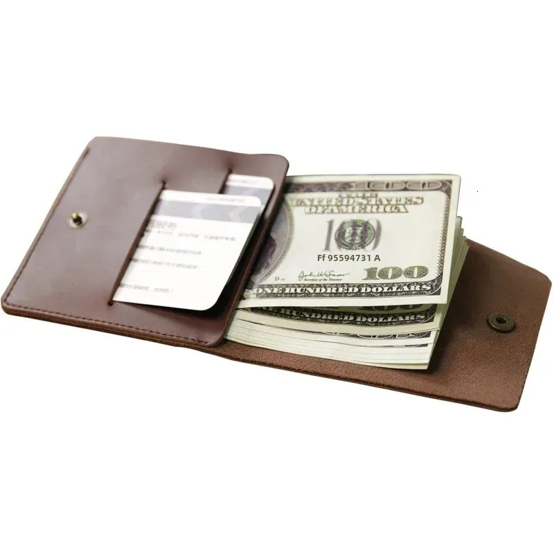 Retro Minimalist Bifold Leather Card Wallet for Men And Women Wrap Credit Card Holder Porte Carte Wallet 250708