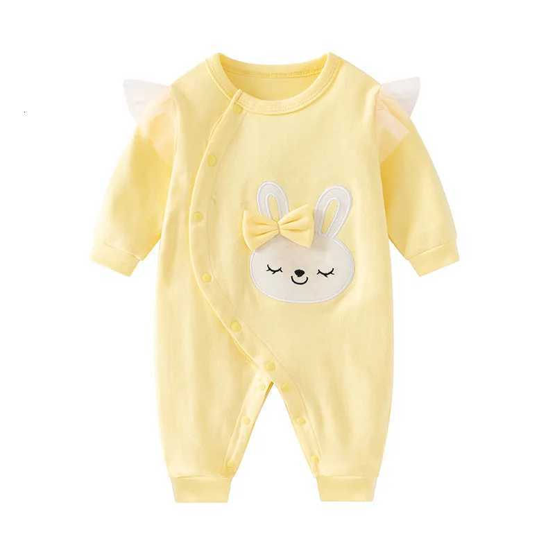 Autumn Baby Clothes 0 To 3 6 12 Months For Infant Newborn Girl Rompers pink Princess girls Jumpsuit with Foot Kids Bodysuit Z250712