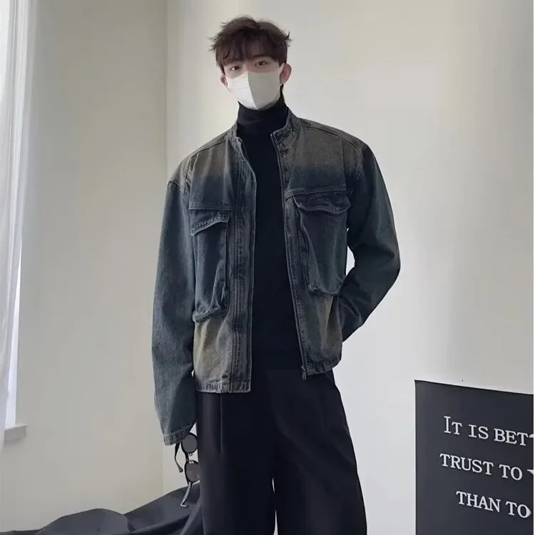 Autumn/Winter Loose-Fit Denim Jacket For Men Trendy Vintage Washing Niche Sensibility Top Casual Clothing Regular Length 250708