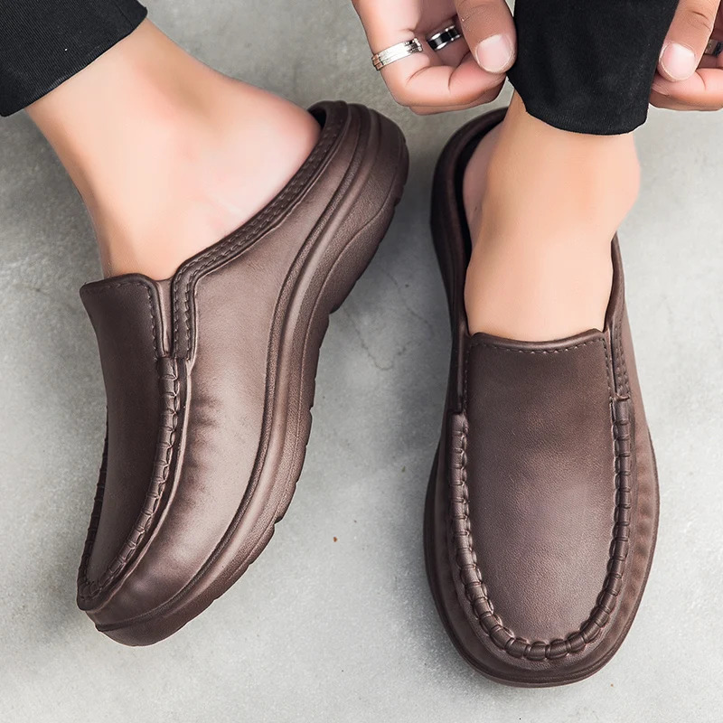 Men chef shoes casual loafers waterproof and oil-proof kitchen work slip-on men shoes outdoor non-slip beach slippers large size 250707