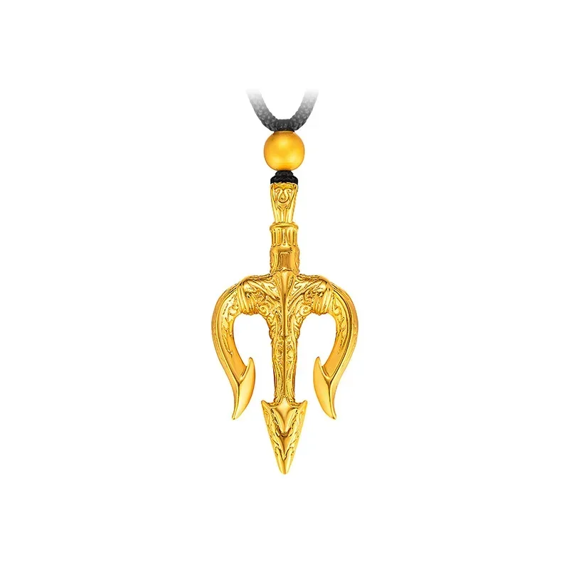 Neptune Trident Necklace Pendant Gold Male Domineering Personality Poseidon Harpoon Trident Pendant
