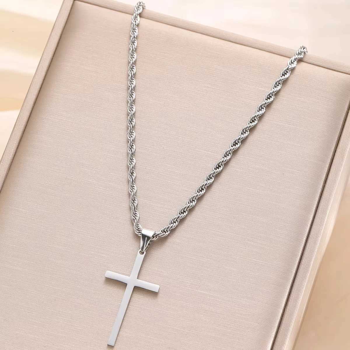 New Stainless Steel Cross Pendant Necklace for Men Wen Minimalist Gold Color Jewelry Ma Fa Necklaces Chokers Gifts 2025 W250712