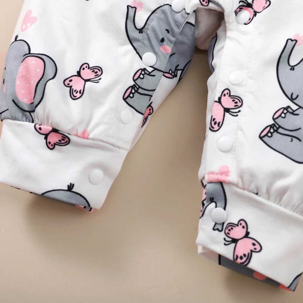 Baby Girl Romper Long Sleeve Cute Elephant Bodysuit+Headband Casual Bodysuit for Toddler Girl 0-18 Months Clothing Z250712