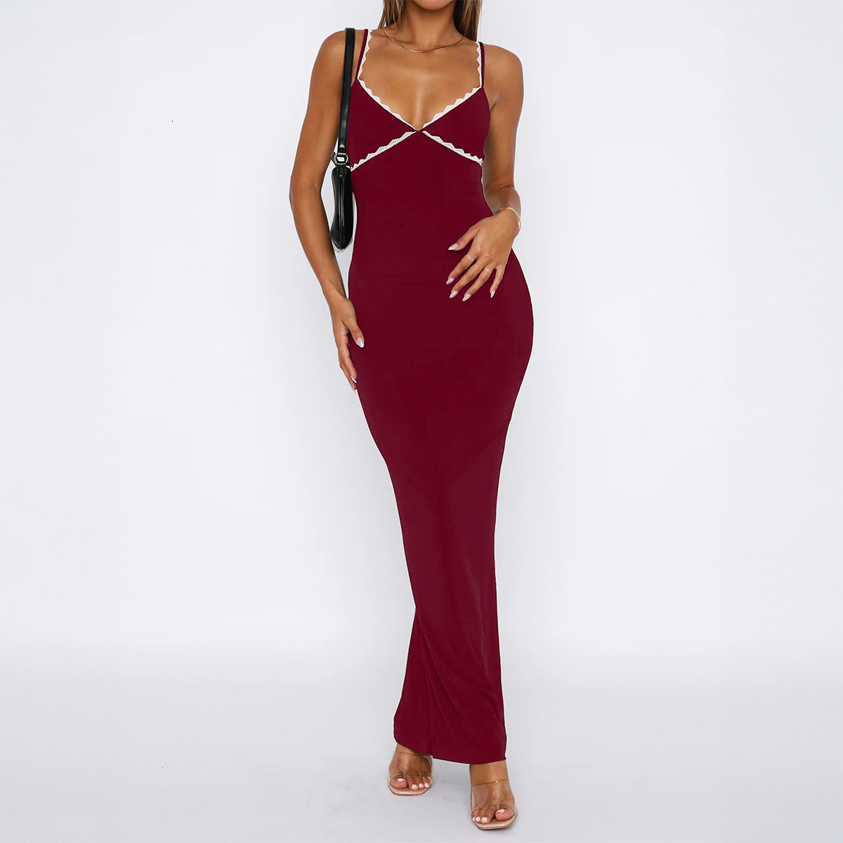 Summer New Women's Skirt Fashion V-neck Sexy Style Strap Slimming Long Skirt Summer New Luxury Designer Women's Skirt New Women's Simpl