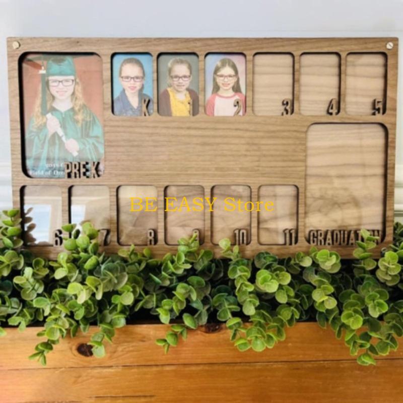E28F Personalizing School Years Photo Pre-K to 12 Wooden Keepsakes for Kids Graduation Gift Memory Frame H260306
