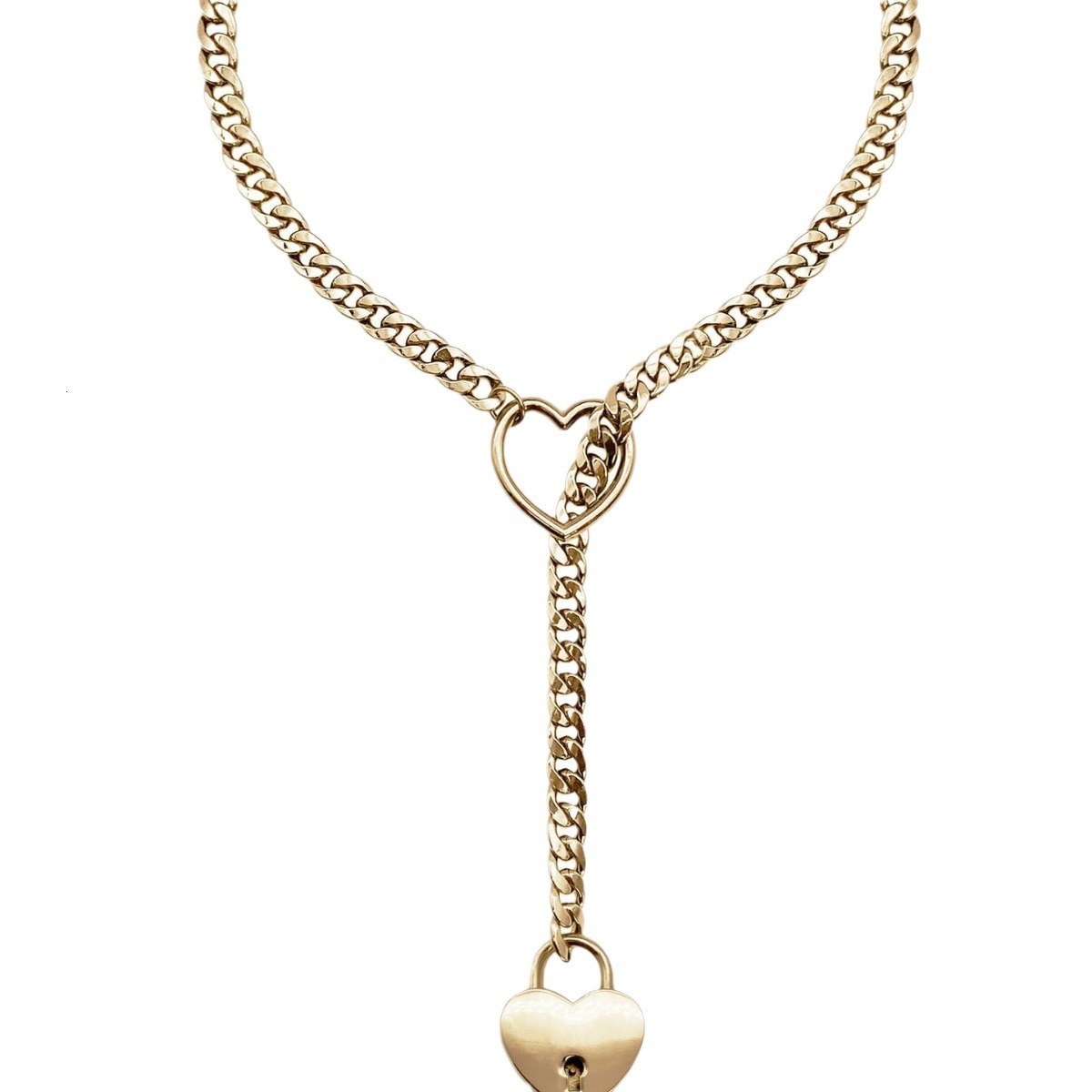 Luxury Jewelry Designer Jewelry Brass Real Gold Plated European And American Cross-border Hot Selling Necklace Fashion Heart-shaped Ring Punk Personal
