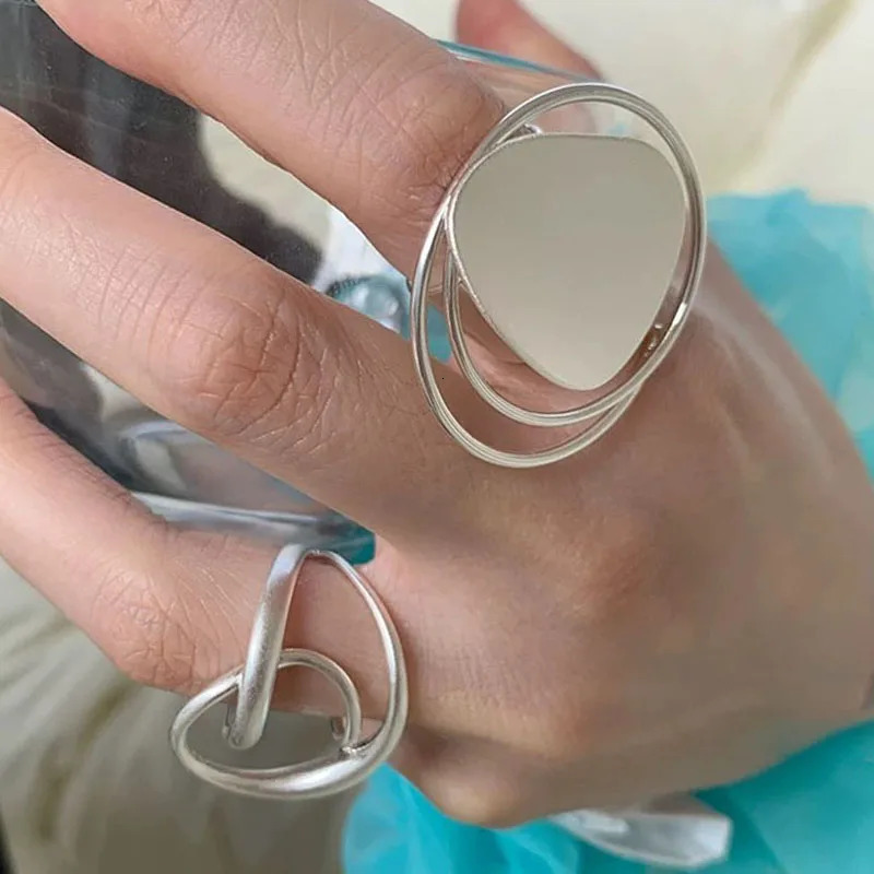 925 Sterling Silver Rings for Women Couple Minimalist Handmade Simple Big Circle Ring Fine Jewelry Gift Prevent Allergy 250708