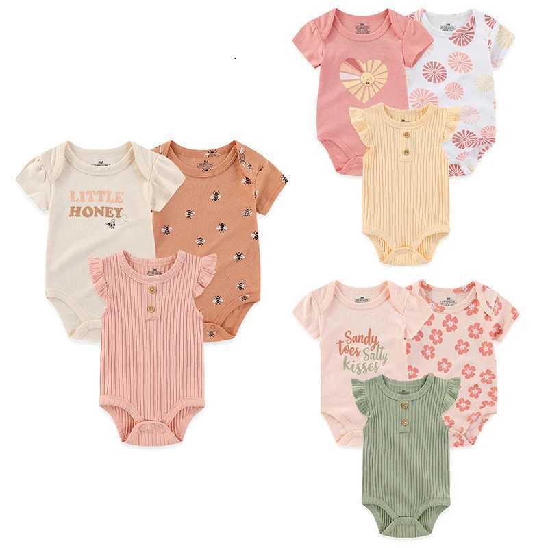 3-Piece Cute Baby Girl Cotton Comfy Newborn Bodysuits Sleeveless/Short Sleeve Infant Spring Summer Clothes Z250712