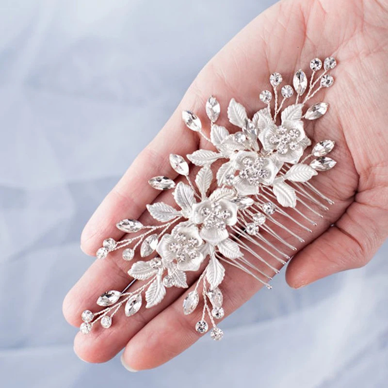 Flower Headband Wedding Hair Accessories Rhinestone Flower Bridal Tiara Headband Hair Comb Hairpins Wedding Hair Jewelry 250711
