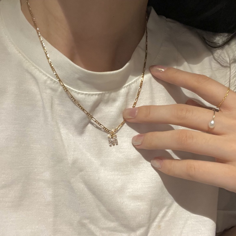 Luxury Jewelry Designer Jewelry Unique Versatile Light Luxury 14k Gold Plated Square Chain Letter Combination Layered Super Shiny Inlaid Diamond Ins S