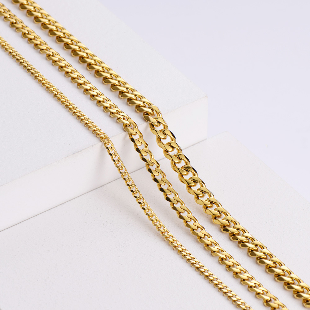Luxury Jewelry Designer Jewelry AML In-stock Wholesale European And American Trendy Men's Hip-hop Thick Six-sided Polished Necklace Stainless Ste
