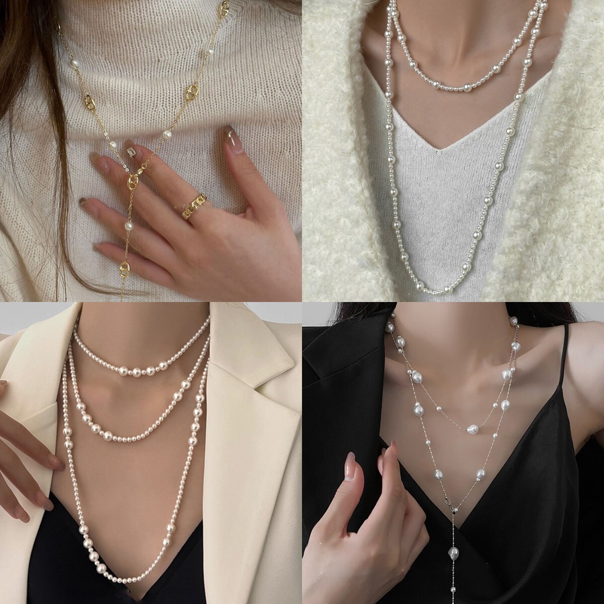 Luxury Jewelry Designer Jewelry Autumn Winter Korean Style Gentle Long Pearl Necklace Vintage Fashionable Elegant Sweater Chain Light Luxury High-end 
