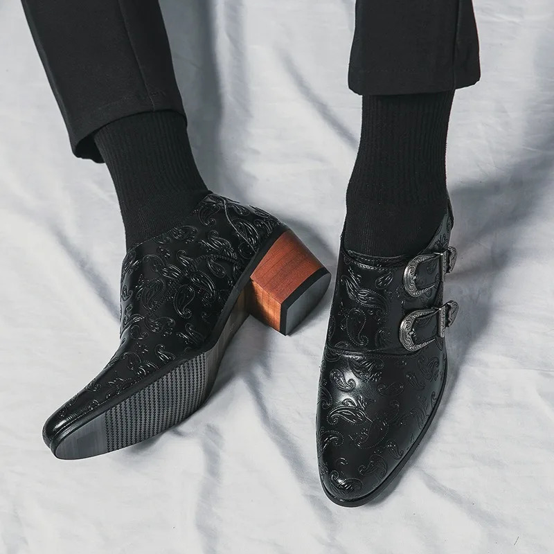 Mens Wedding Shoes Fashion Slim Fit Pointed High Heel Pullover Shoes Breathable Leather Shoes Classic Vintage Mens Dress Shoe 250712