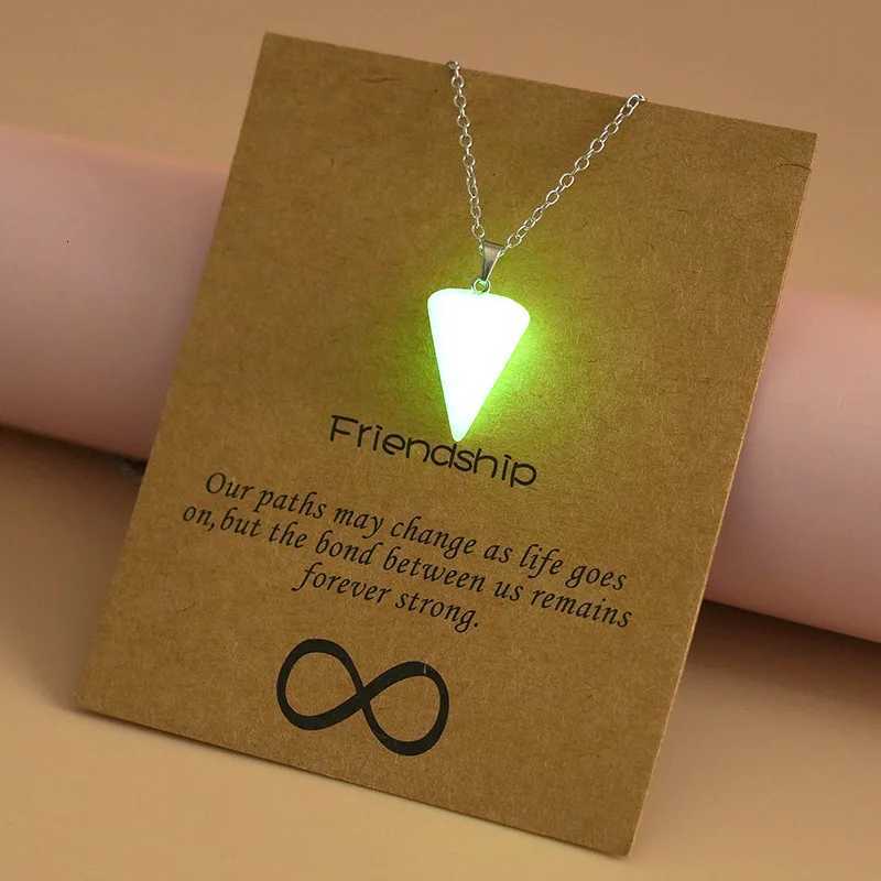New Punk Luminous Cross Necklace Round Star Water Drop Geometric Natural Stone Pendant for Men Glow In The Dark Gothic Jewelry W250712