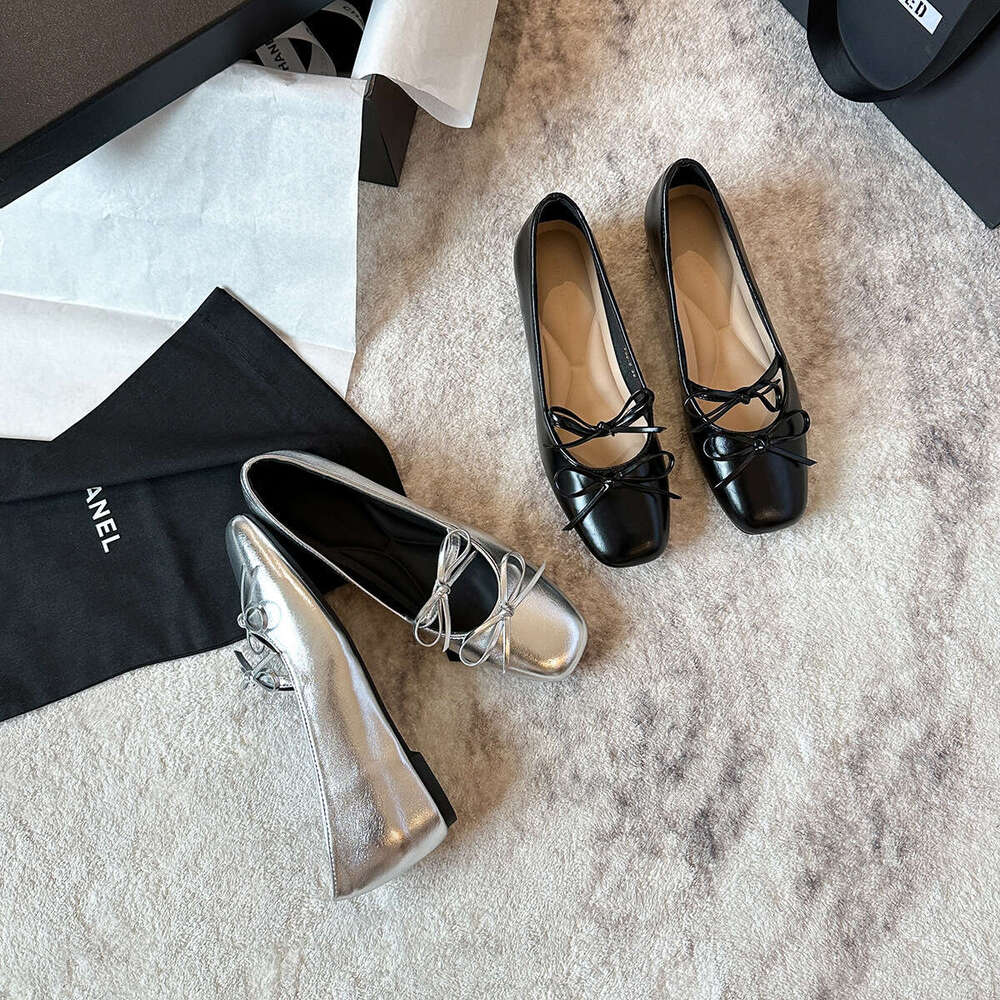 796-5 Silver Hidden Wedge for Women New Square Toe Shallow Mouth Bowknot French Mary Jane Fashion Shoes