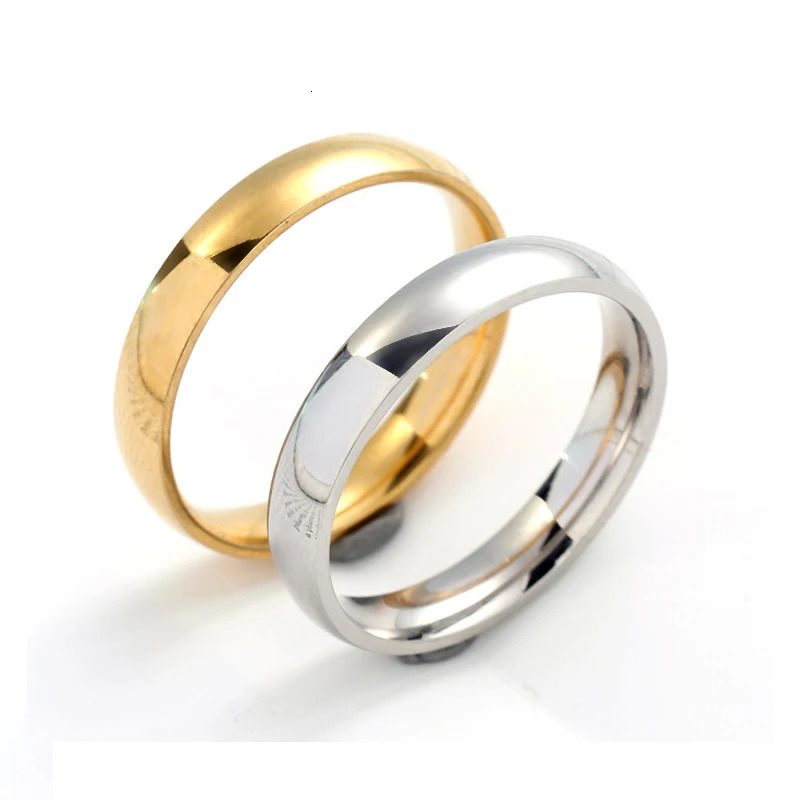 4mm Arc Steel Matching Rings - Couple Jewelry for Weddings/Anniversaries Multi-Color Stainless Gifts 250708