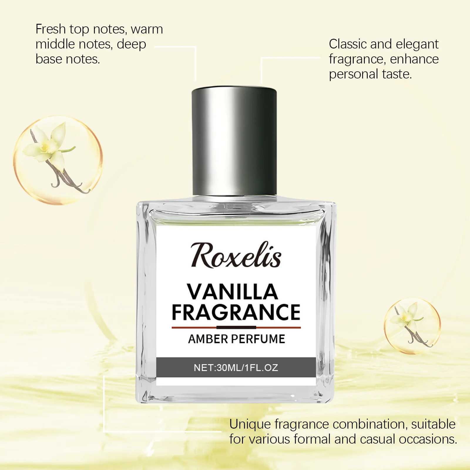 Roxelis 30ml Vanilla Amber Perfume Light Fragrance Charm Release Fresh Wood Scent Dating Atmosphere Pheromone Body Perfume W250712