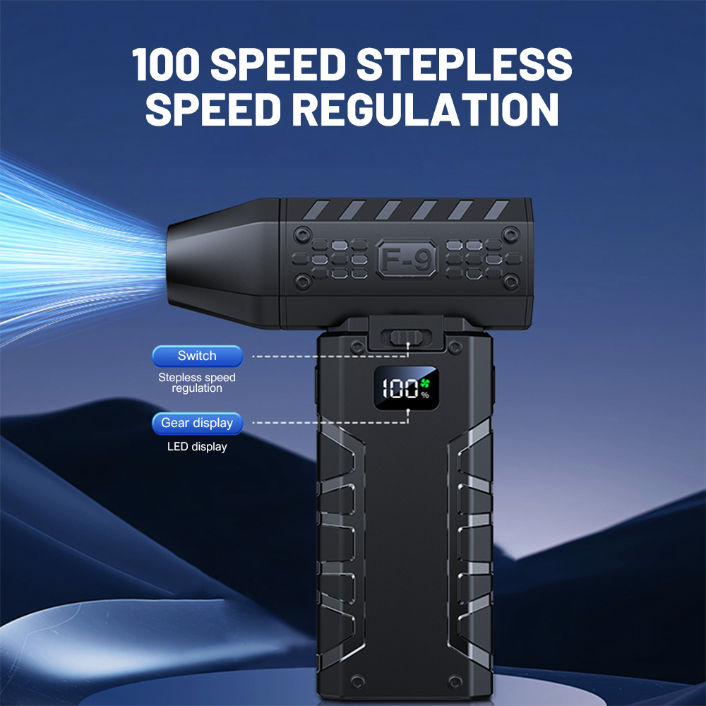 Mini Air Blower 350000RPM Brushless Motor Turbo Fan Jet Battery Display LED Lighting Portable Rechargeable Powerful Dust Blower