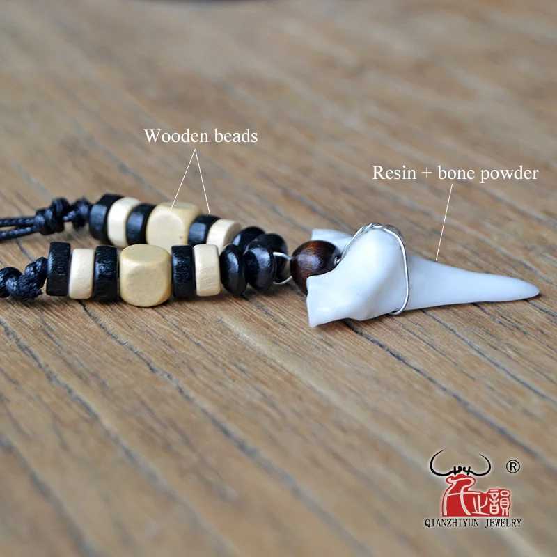 1PC Hawaii Surfer Jewelry Handmade Imitation Shark Teeth Pendant Maori Tribal Bone Choker Mens Necklace W250712