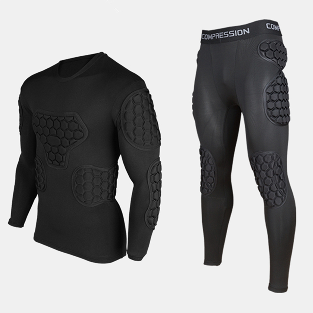 new sport safety EVA protection thicken soccer goalkeeper shirts rugby football jerseys trousers t-shirt elbow chest protector