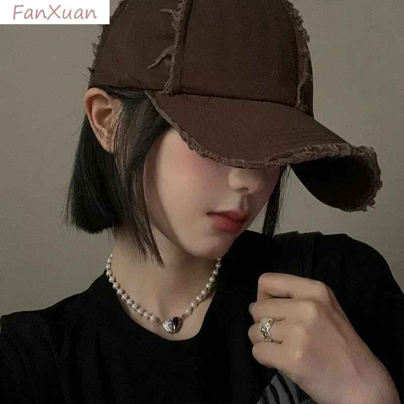 Y2k Baseball Cap for Women Men Spring Summer Caps Women Sun Hat Distressed Edges Fringed Cotton Hat 250711