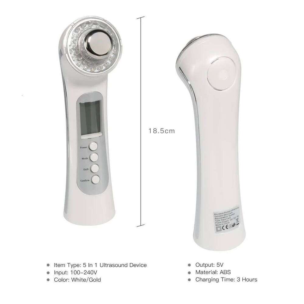 Ultrasonic Ion Facial Massager - Photon Rejuvenation & EMS Microcurrent, Portable Vibration Skin Care Device For Home Use