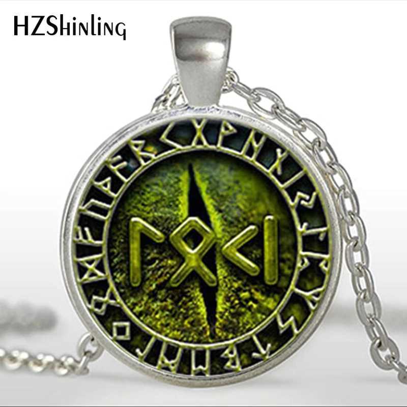 2018 New Fashion Vintage Snake Eye Loki Petite Rune Written Pendant Jewelry Cabochon Necklace HZ1 W250712
