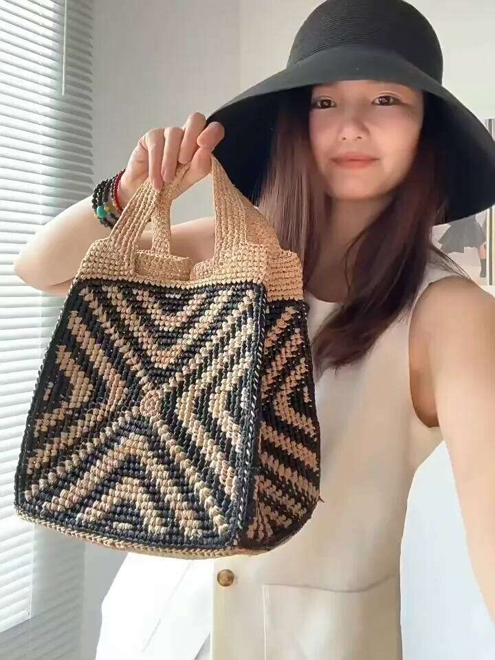 Fashion Handmade Natural Raffia Straw Woven Women Shoulder Female Daily Bag Handbags Office Designer Tote High Quality Purse