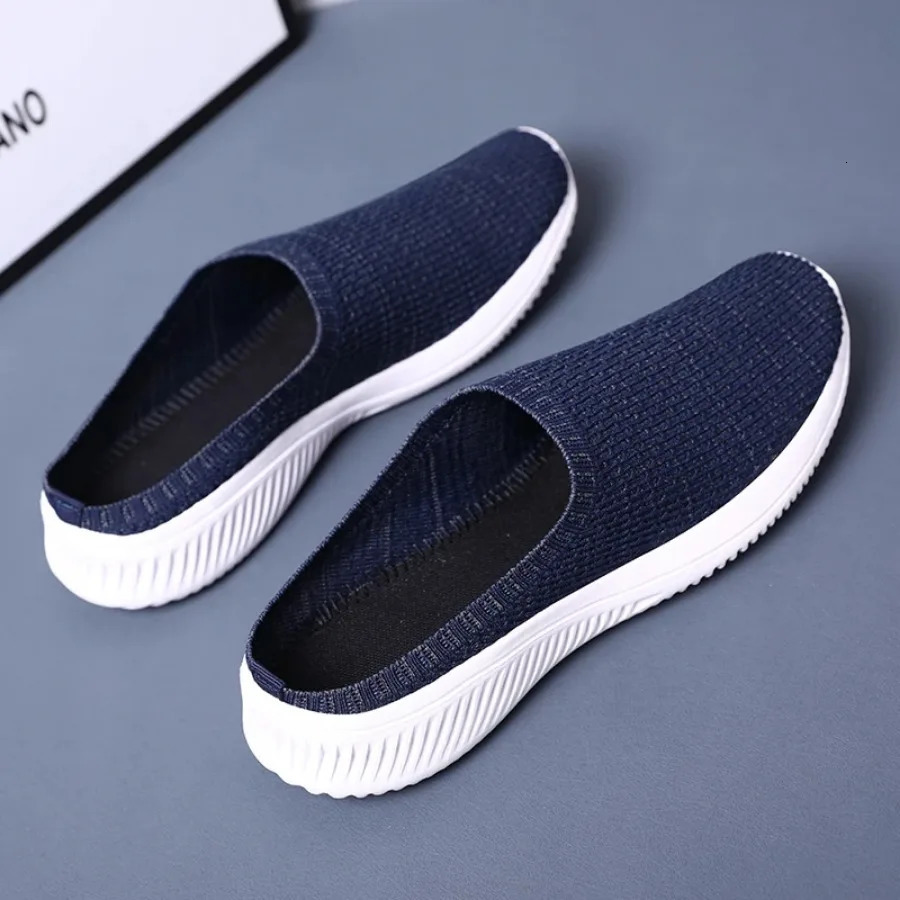 2025Summer Mesh Men Casual Shoes Breathable Half Loafers Fashion Outdoor Indoor Slippers Women Flats Comfortable Couple Sneakers 250707
