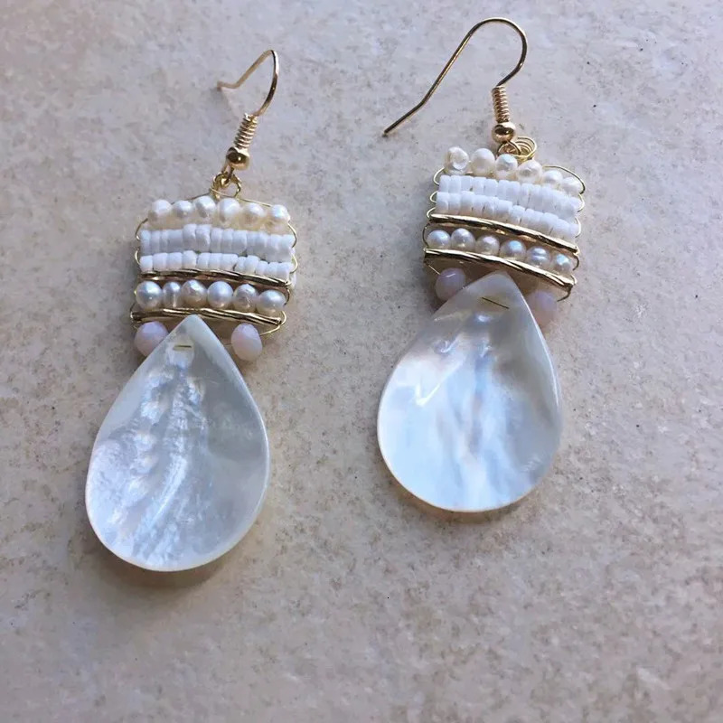 Earrings for women Jewelry Shell Drop Earrings 2mm Freshwater Pearl Ladies Fashion Jewelry Bohemian Style White Earrings 250711