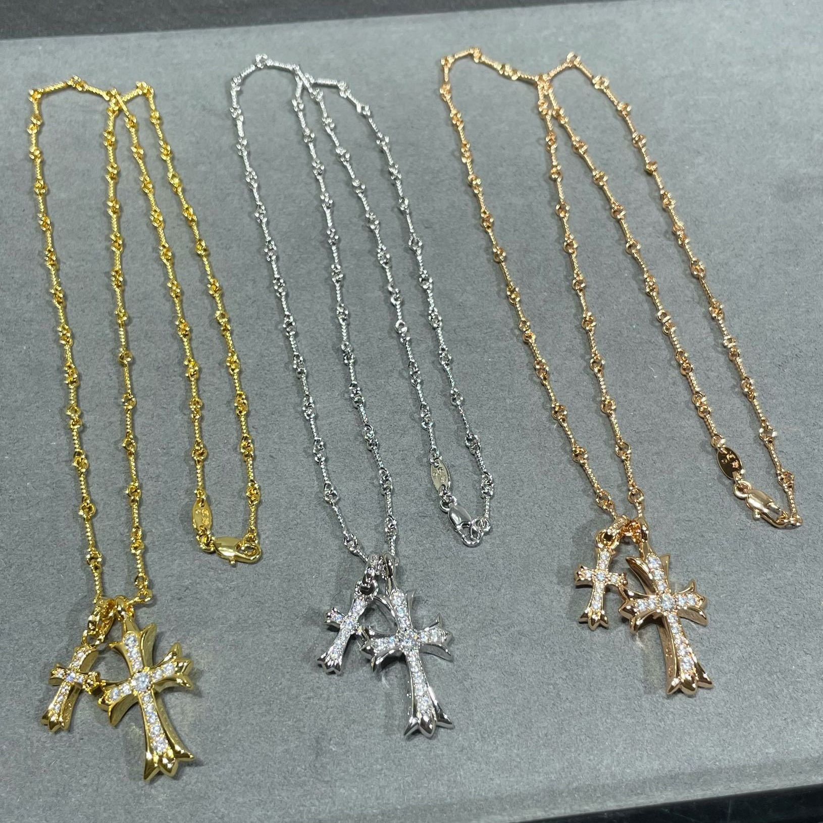 Luxury Jewelry Designer Jewelry V Gold High Version Crow Double Cross Pendant Necklace With Inlaid Diamonds Red Plated 18K Heavy Craft High Version Ba