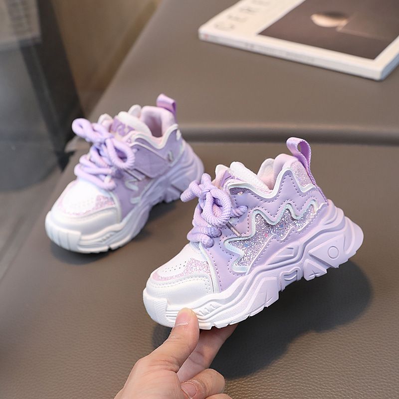Baby Toddler Shoes for Girl PU Leather Kid Casual Sneakers Non-slip Purple Color Children Girls New Sport Shoes Non-slip Running Trainers Shoes Sizes 