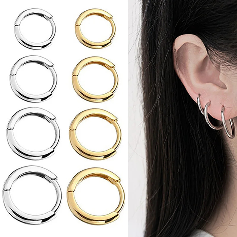 3/50/100pairs Stainless Steel Small Hoop Earrings for Women Men Gold Color Black Circle Thick Ear Ring Huggie Earrings Piercing 250708