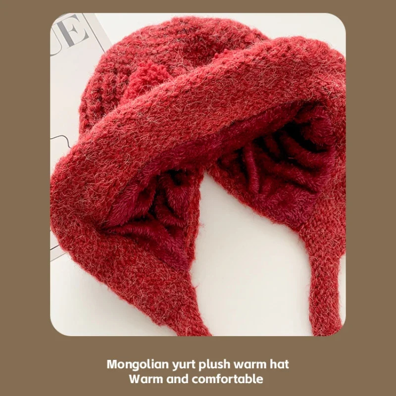 Japanese Cute Fox Ears Pullover Y2K Hats for Women and Men Winter Outdoor Leisure Warm Versatile Ear Protection Beanies Cap 250712