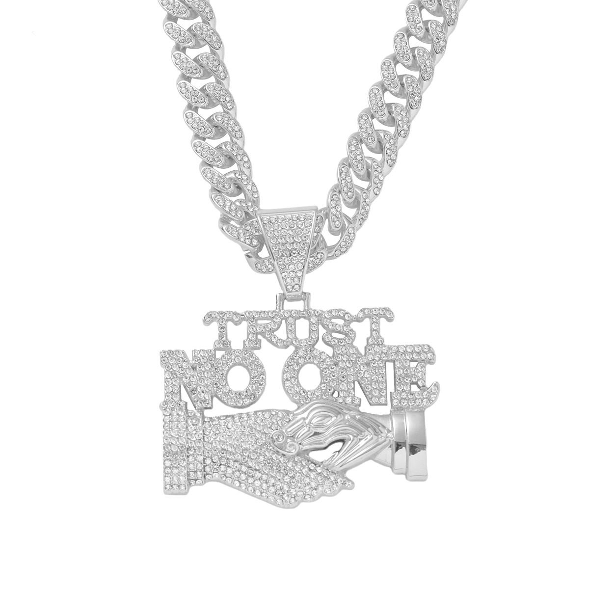 Luxury Jewelry Designer Jewelry European And American Hip-hop Alloy Full Diamond Letter Splicing Pendant Chain Necklace Nightclub Accessories Men'
