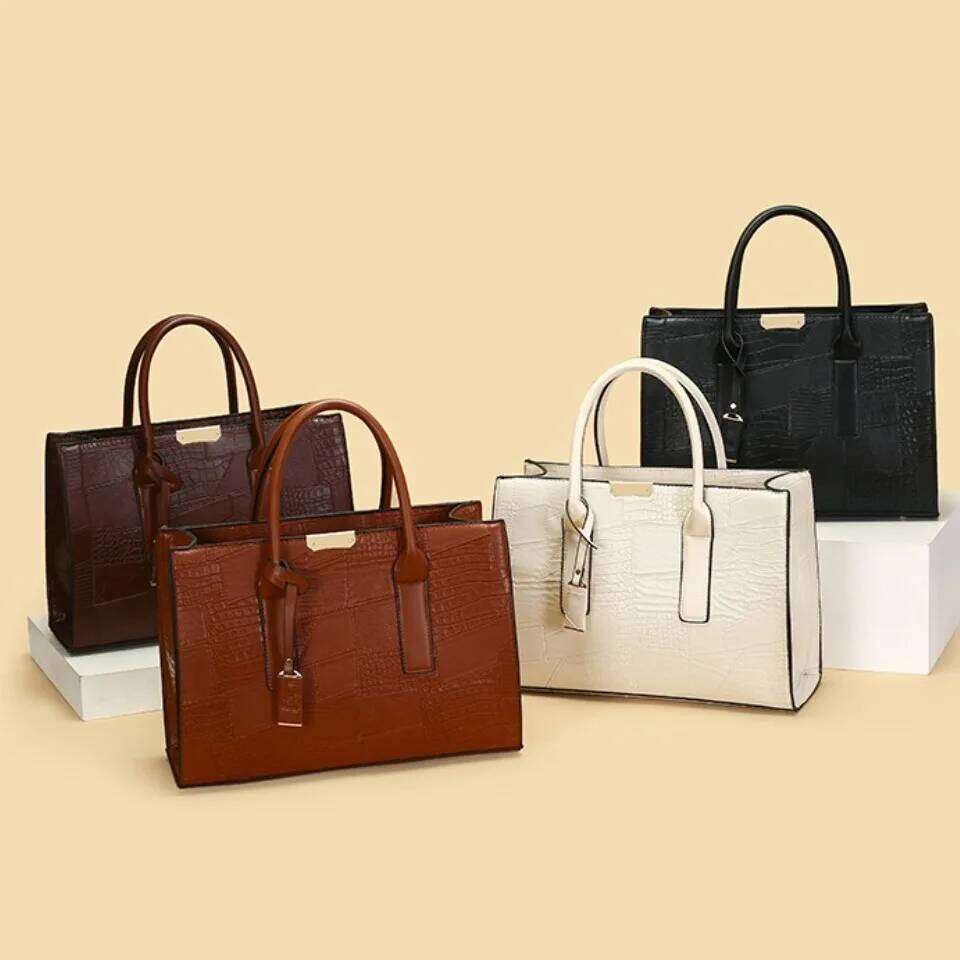 Large Capacity Shopping Bag for Daily Commuting Hand Shoulder Bags Splicing Pu Leather Handbags Caual Tote New Sac